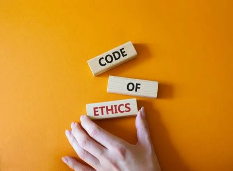Code of ethics symbol. Concept words Code of ethics on wooden blocks. Beaut.. 스톡 사진