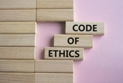 Code of ethics symbol. Concept words Code of ethics on wooden blocks. Beaut.. Stock-Fotos