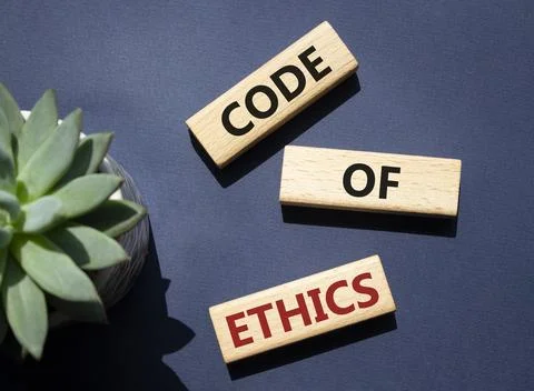 Code of ethics symbol. Concept words Code of ethics on wooden blocks. Beaut.. 스톡 사진