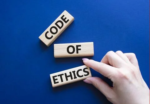 Code of ethics symbol. Concept words Code of ethics on wooden blocks. Beaut.. 写真素材