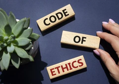 Code of ethics symbol. Concept words Code of ethics on wooden blocks. Beaut.. Stock-Fotos