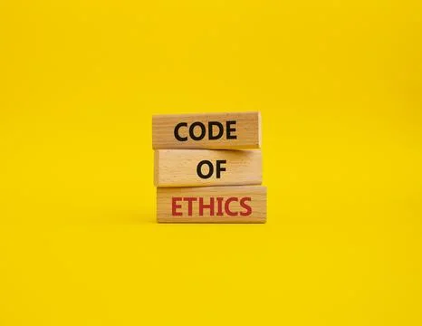 Code of ethics symbol. Concept words Code of ethics on wooden blocks. Beaut.. 스톡 사진