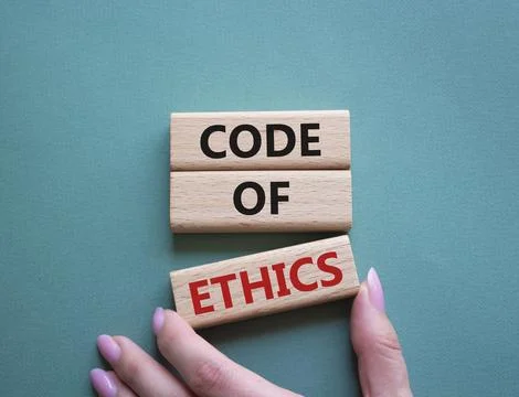 Code of ethics symbol. Concept words Code of ethics on wooden blocks. Beaut.. Stock-Fotos