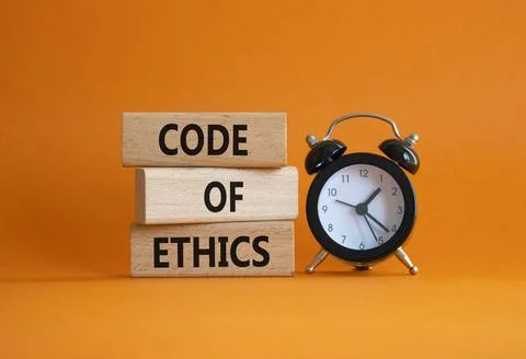 Code of ethics symbol. Concept words Code of ethics on wooden blocks with a.. 写真素材