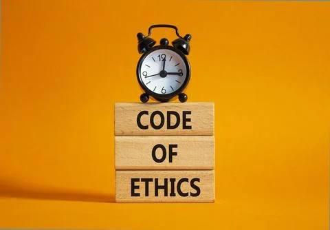 Code of ethics symbol. Concept words Code of ethics on wooden blocks with a.. 写真素材
