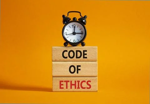 Code of ethics symbol. Concept words Code of ethics on wooden blocks with a.. Foto stock