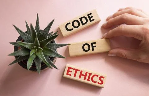 Code of ethics symbol. Concept words Code of ethics on wooden blocks. Busin.. 写真素材