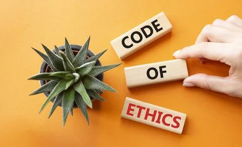 Code of ethics symbol. Concept words Code of ethics on wooden blocks. Busin.. Stock-Fotos