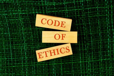 Code of ethics text on table, concept. code of ethics word written a concep.. Foto stock