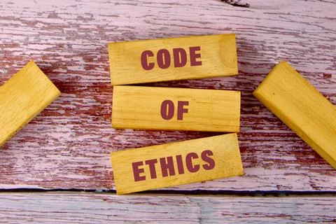Code of ethics text on table, concept. code of ethics word written a conceptu Foto stock