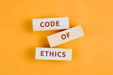 Code of ethics text on table, concept. code of ethics word written a concep.. Foto stock