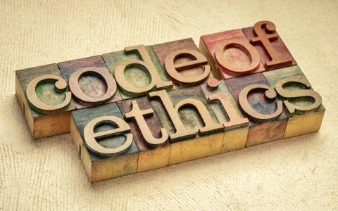 Code of ethics word abstract in wood type code of ethics word abstract in ... Stock Photos