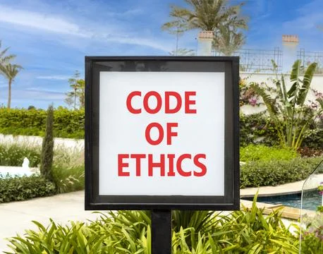 Code of ethics words symbol. Concept words Code of ethics on beautiful whit.. 写真素材