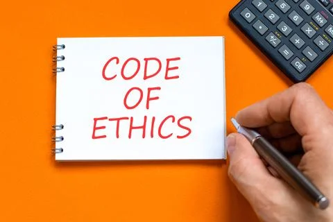 Code of ethics words symbol. Concept words Code of ethics on beautiful white  库存照片