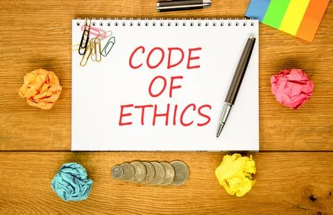 Code of ethics words symbol. Concept words Code of ethics on beautiful whit.. 库存照片