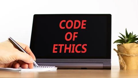 Code of ethics words symbol. Concept words Code of ethics on beautiful blac.. Stock Photos