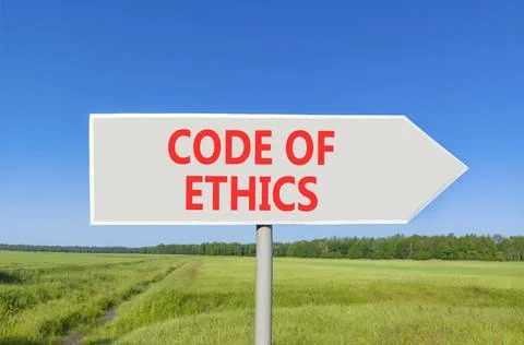 Code of ethics words symbol. Concept words Code of ethics on beautiful grey.. Foto stock