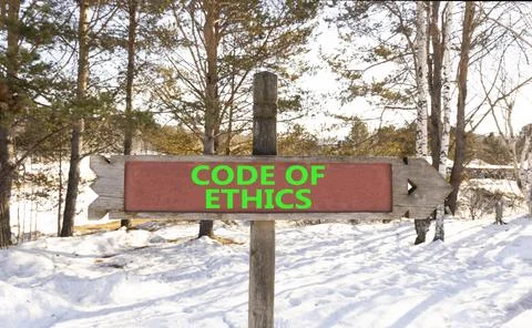 Code of ethics words symbol. Concept words Code of ethics on beautiful wood.. Foto stock