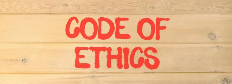 Code of ethics words symbol. Concept words Code of ethics on beautiful wood.. Stock Photos
