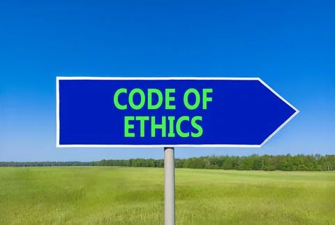 Code of ethics words symbol. Concept words Code of ethics on beautiful blue.. Foto stock