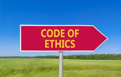 Code of ethics words symbol. Concept words Code of ethics on beautiful red .. 写真素材