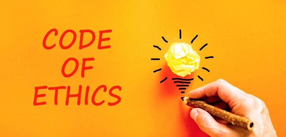 Code of ethics words symbol. Concept words Code of ethics on beautiful orange Foto stock