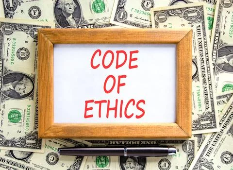 Code of ethics words symbol. Concept words Code of ethics on beautiful wood.. Foto stock