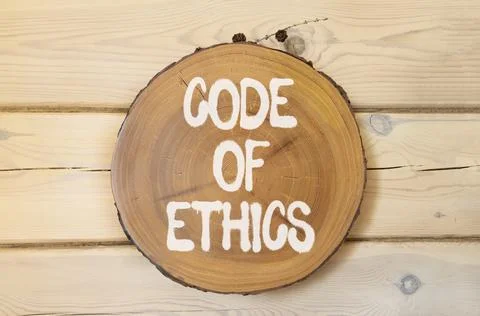 Code of ethics words symbol. Concept words Code of ethics on beautiful wood.. Foto stock