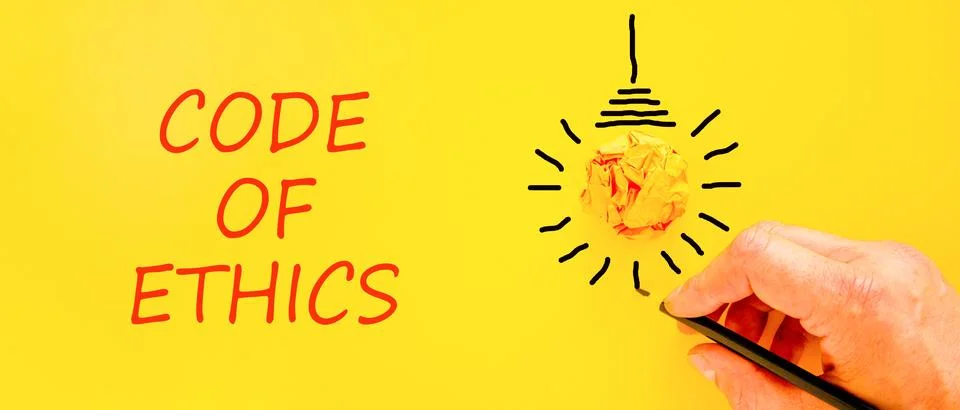 Code of ethics words symbol. Concept words Code of ethics on beautiful yell.. Stock Photos