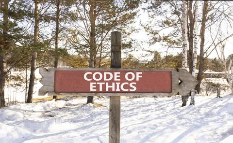 Code of ethics words symbol. Concept words Code of ethics on beautiful wood.. Stock Photos