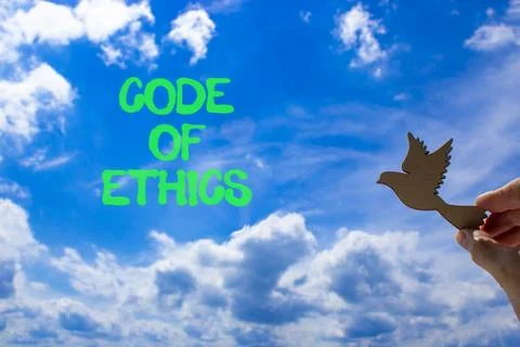 Code of ethics words symbol. Concept words Code of ethics on beautiful blue s Stock Photos