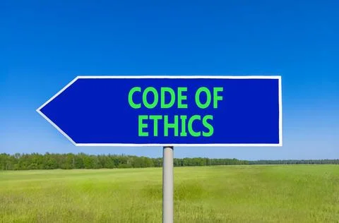 Code of ethics words symbol. Concept words Code of ethics on beautiful blue.. Stock Photos