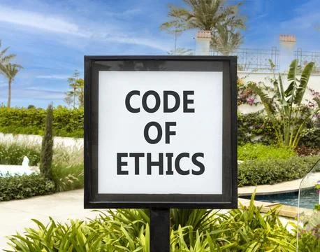 Code of ethics words symbol. Concept words Code of ethics on beautiful whit.. Stock Photos