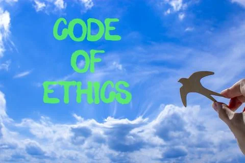 Code of ethics words symbol. Concept words Code of ethics on beautiful blue.. Stock Photos