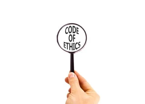 Code of ethics words symbol. Concept words Code of ethics on beautiful magnif Stock Photos