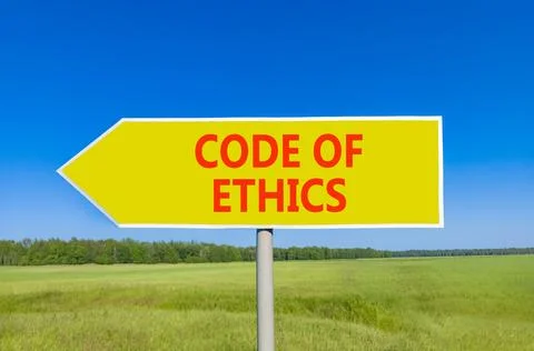 Code of ethics words symbol. Concept words Code of ethics on beautiful yell.. Stock Photos