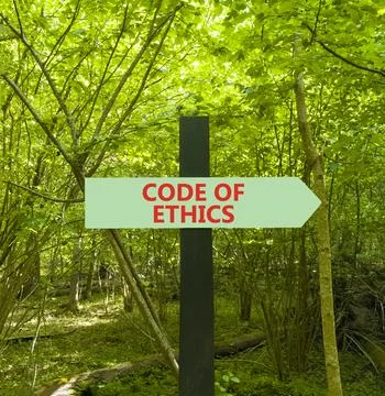 Code of ethics words symbol. Concept words Code of ethics on beautiful gree.. 스톡 사진