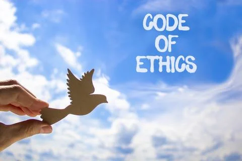Code of ethics words symbol. Concept words Code of ethics on beautiful blue.. 스톡 사진