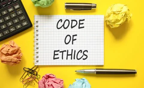 Code of ethics words symbol. Concept words Code of ethics on beautiful whit.. 스톡 사진