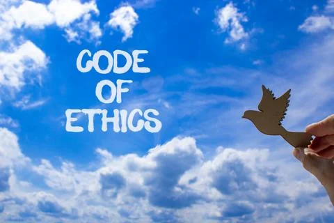 Code of ethics words symbol. Concept words Code of ethics on beautiful blue s 스톡 사진