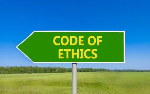Code of ethics words symbol. Concept words Code of ethics on beautiful gree.. Stock Photos