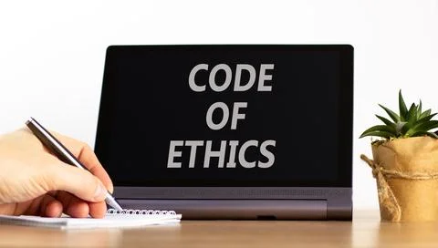 Code of ethics words symbol. Concept words Code of ethics on beautiful blac.. Stock Photos