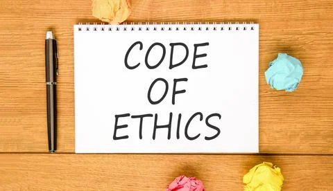 Code of ethics words symbol. Concept words Code of ethics on beautiful whit.. 스톡 사진