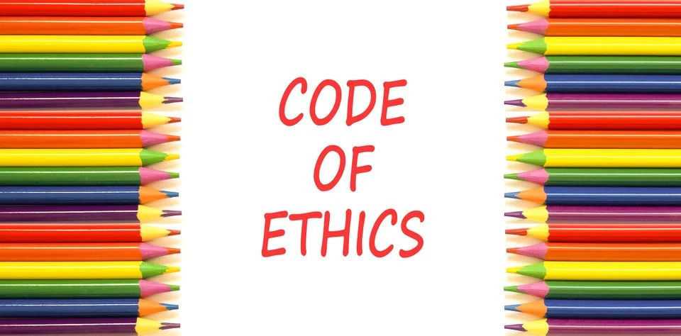 Code of ethics words symbol. Concept words Code of ethics on beautiful whit.. 스톡 사진