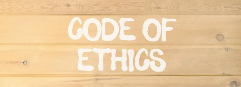 Code of ethics words symbol. Concept words Code of ethics on beautiful wood.. 스톡 사진