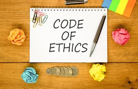 Code of ethics words symbol. Concept words Code of ethics on beautiful whit.. 스톡 사진