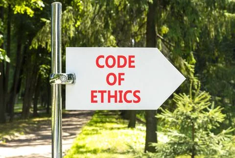 Code of ethics words symbol. Concept words Code of ethics on beautiful whit.. 스톡 사진