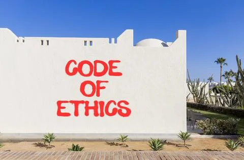 Code of ethics words symbol. Concept words Code of ethics on beautiful whit.. 스톡 사진