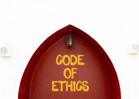 Code of ethics words symbol. Concept words Code of ethics on beautiful red .. 스톡 사진