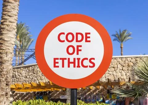 Code of ethics words symbol. Concept words Code of ethics on beautiful whit.. 스톡 사진